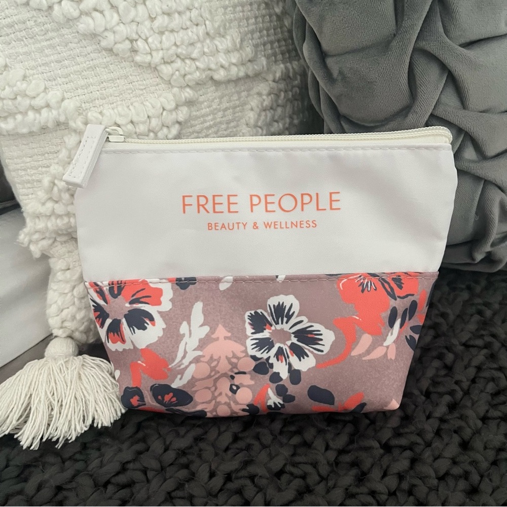 Free People Floral Cosmetic Bag - Pink and Gray